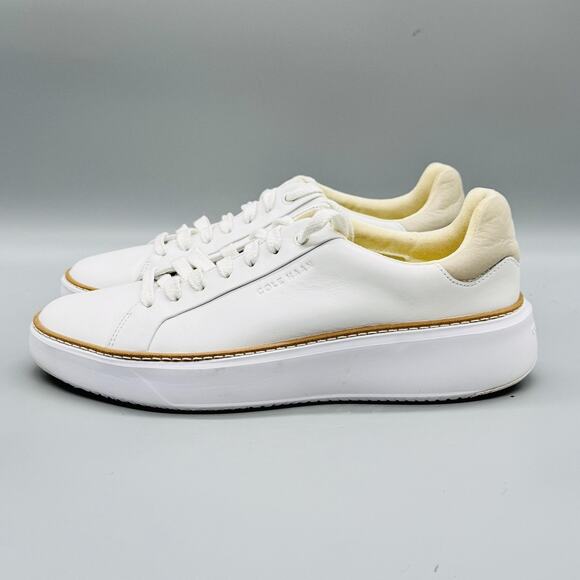 Cole Haan Shoes Womens 8.5 White Leather Grandseries Platform Sneakers Comfort - Picture 4 of 11